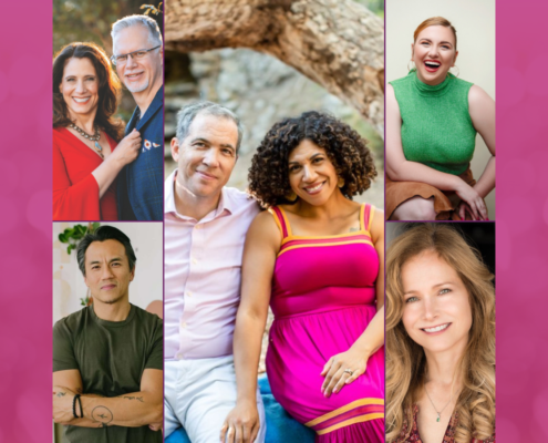 valentines day love special on the dates & mates podcast with damona hoffman, seth hoffman showrunner the walking dead dead city, lily womble, the angry therapist John kim, carol allen astrologer, lily womble