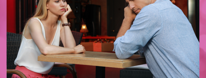 heterosexual couple on date bored upset politics hot take dating